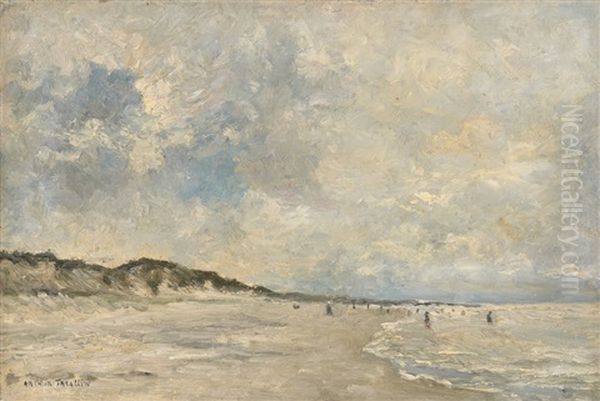 Baignade En Mer Du Nord Oil Painting by Arthur (Traelliw) Willaert