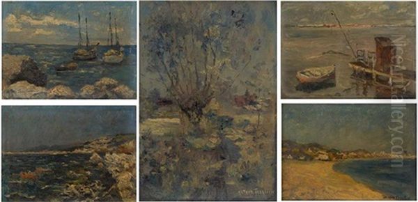 Paysages Marins (+ 4 Others, Various Sizes; 5 Works) Oil Painting by Arthur (Traelliw) Willaert