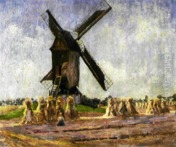 De Molen Van Halewijn Bij Drongen Oil Painting by Arthur (Traelliw) Willaert