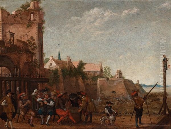 Merry Company By The Ramparts Of Utrecht Oil Painting by Adam Willaerts