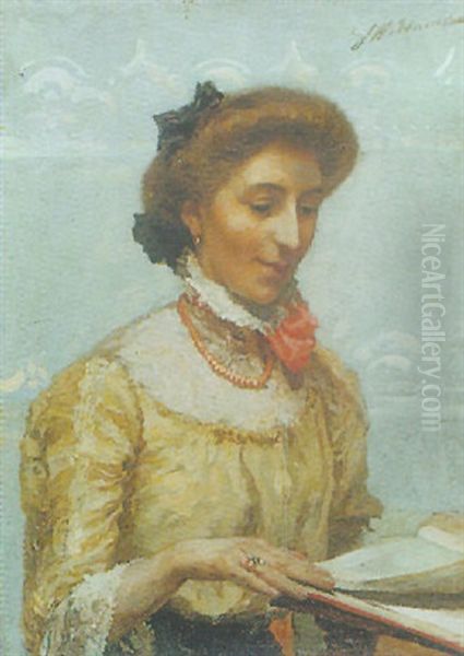 Portrait Of A Lady Reading by Fernand Willame