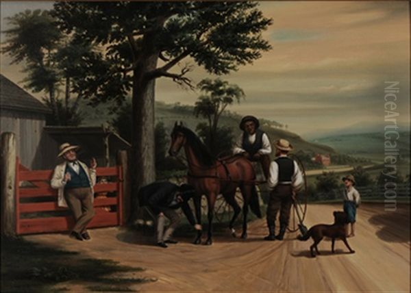 Trotting Horse About To Be Sold Oil Painting by Archibald Willard