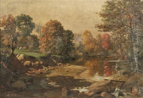 Autumn Pasture By A Stream Oil Painting by Archibald Willard