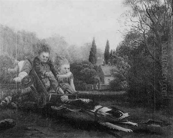 A Landscape With Children In A Cart Oil Painting by Archibald Willard