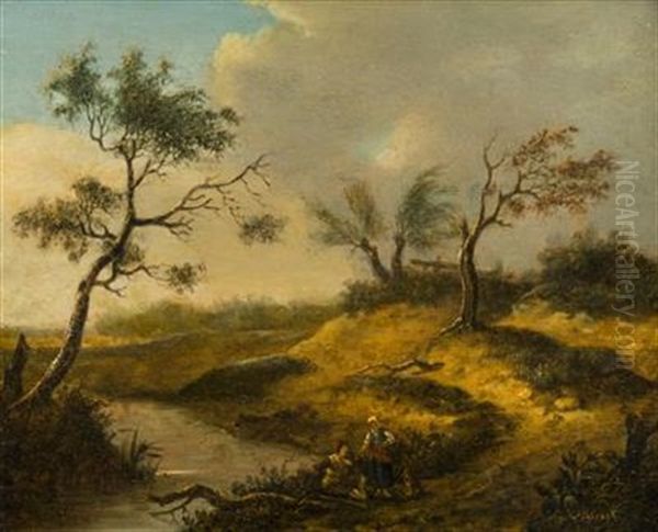 Landscape With A River Oil Painting by George Barrell Willcock