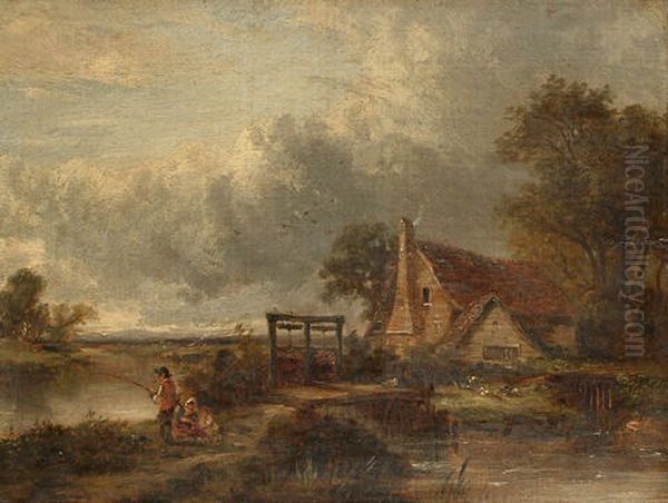 View On The Stour Oil Painting by George Barrell Willcock