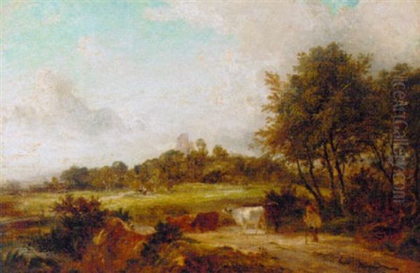 The Road To Bramber Castle Oil Painting by George Barrell Willcock