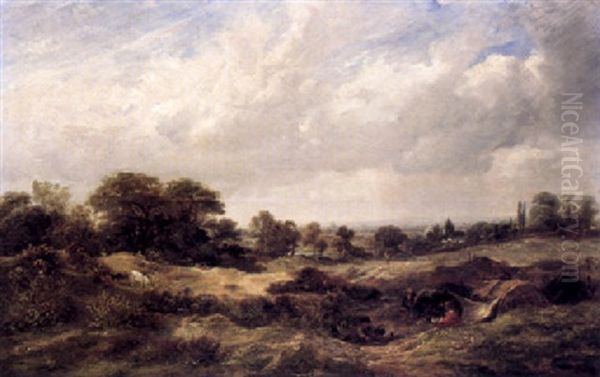 Study From Nature, Hampstead Heath Oil Painting by George Barrell Willcock