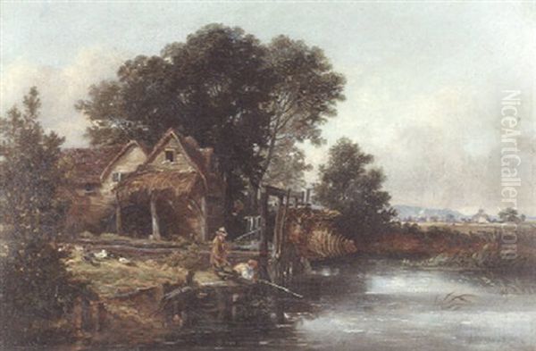 On The Thames, Berkshire Oil Painting by George Barrell Willcock