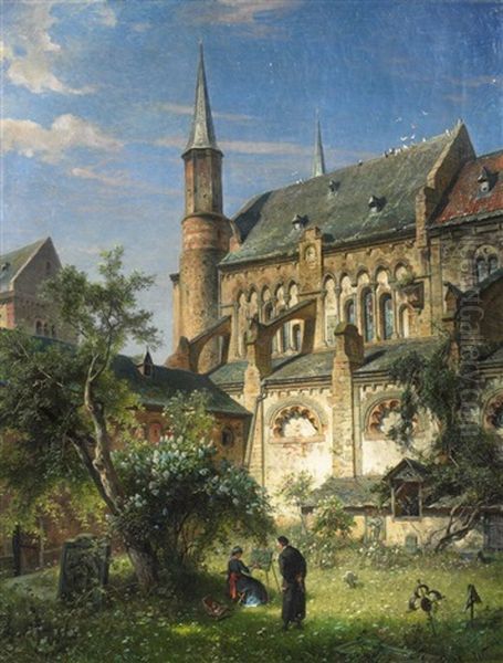 Im Kreuzgang Des Bonner Munsters Oil Painting by August Von Wille