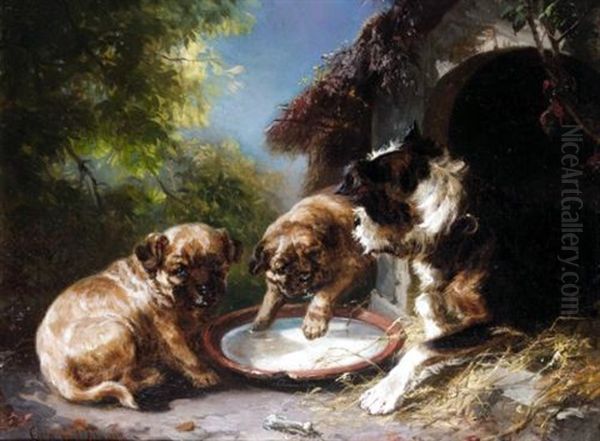 Meal Time Oil Painting by Clara (Boettcher) von Wille