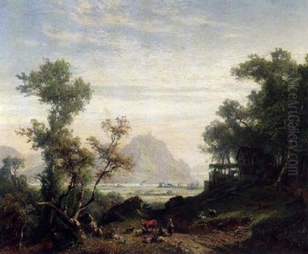 Rheintal Mit Dem Drachenfels - Blick Aus Einem Schattigen Seitental Auf Flus Und Ruine Oil Painting by Clara (Boettcher) von Wille