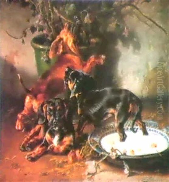 Gravhunde Der Laver Gale Streger Oil Painting by Clara (Boettcher) von Wille