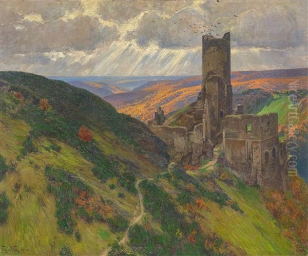 Die Ruine Der Lowenburg In Monreal Oil Painting by Fritz Von Wille