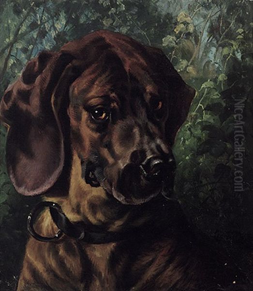 Portrait Eines Jagdhundes Oil Painting by Klara von Wille