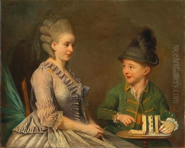 Card Players Oil Painting by Pierre Alexandre Wille