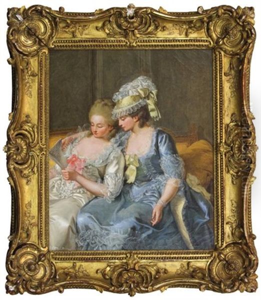 Deux Jeunes Femmes Lisant Une Lettre Oil Painting by Pierre Alexandre Wille