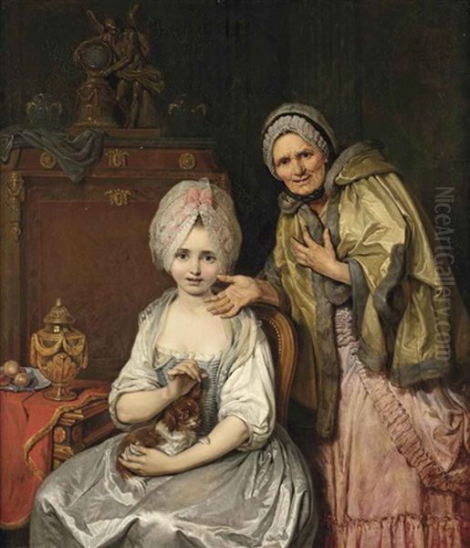 Les Conseils Maternels Oil Painting by Pierre Alexandre Wille