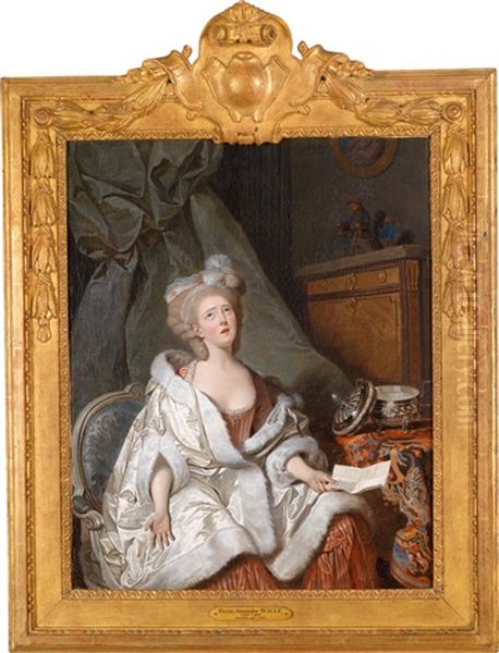 Eine Aristokratische Dame In Einem Interieur Oil Painting by Pierre Alexandre Wille