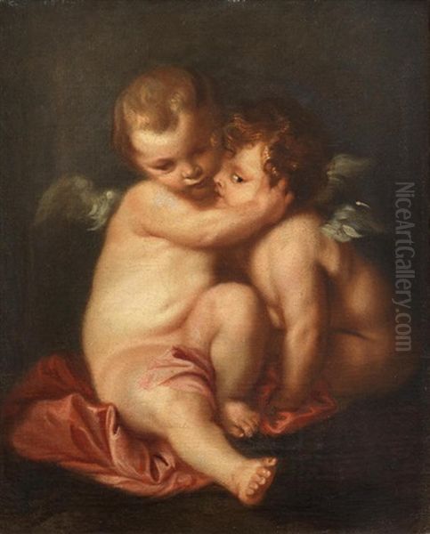 Two Putti Oil Painting by Thomas (Bosschaert) Willeborts