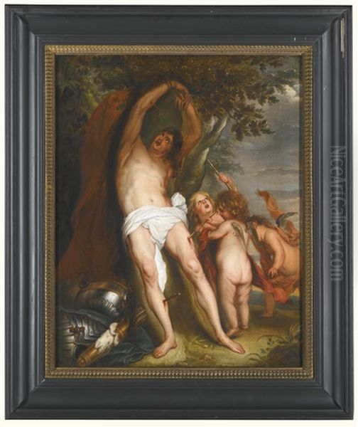 St Sebastian, Attended To By Putti Oil Painting by Thomas (Bosschaert) Willeborts