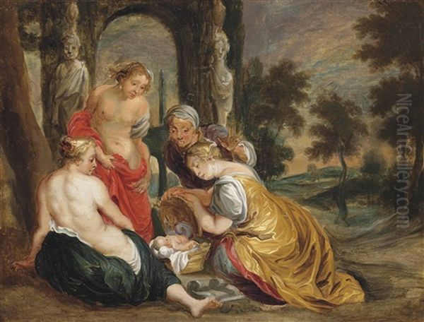 The Daughters Of Cecrops Discovering The Infant Erichtonios Oil Painting by Thomas (Bosschaert) Willeborts