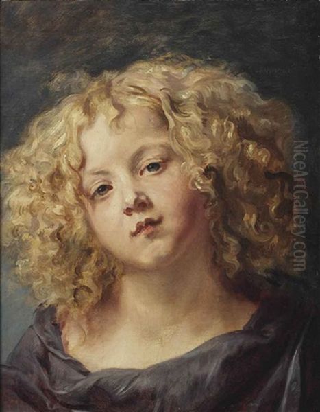 Study Of A Child's Head Oil Painting by Thomas (Bosschaert) Willeborts