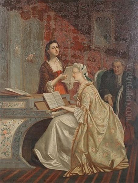 The Music Lesson Oil Painting by Louis Willems