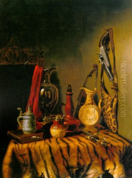 Stilleven Met Kruiken En Wapentuig Oil Painting by Willem Jan Willemsen