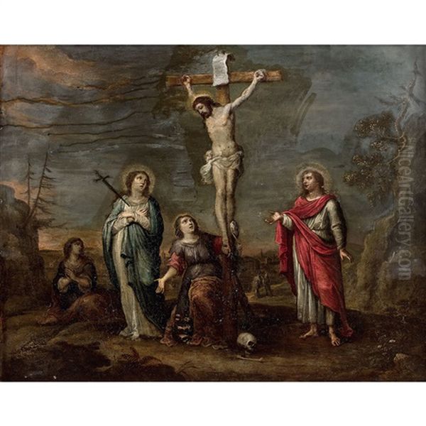 Crucifixion Entre La Vierge, Saint Jean, Sainte Marie-madeleine Oil Painting by Abraham Willemsens