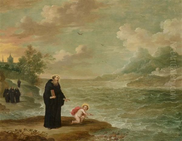 Saint Augustine With A Boy: Allegory Of The Trinity Oil Painting by Abraham Willemsens