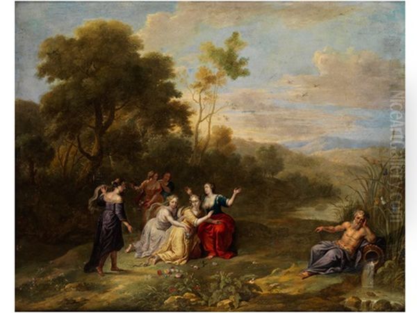 Landschaft Mit Mythologischer Szene Und Einem Flussgott Oil Painting by Abraham Willemsens