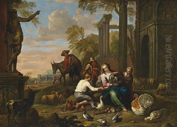 Southern Landscape With Shepherds Oil Painting by Abraham Willemsens