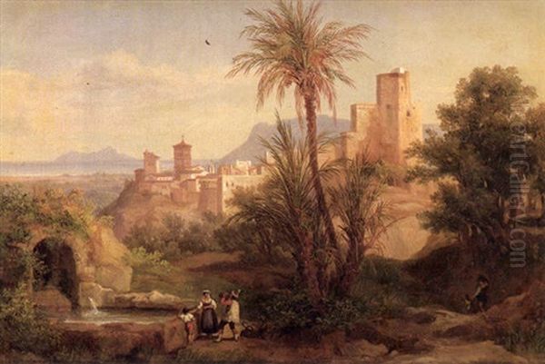 Romische Campagnalandschaft Bei Civitella Oil Painting by Ernst Willers