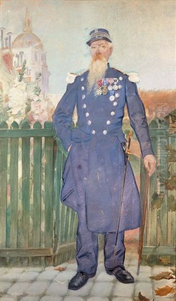 Le Colonel Henri Willette Devant Les Invalides Oil Painting by Adolphe Leon Willette