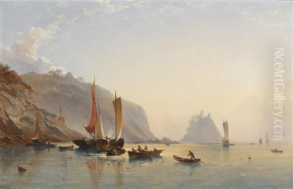 Boats Tucking Oil Painting by William Williams Of Plymouth