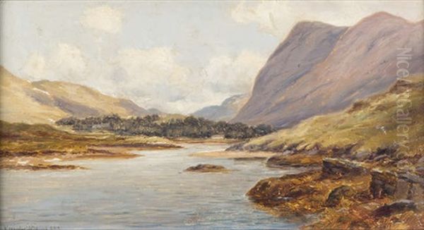 Killary Harbour Looking Towards Aasleagh Cottage Oil Painting by Alexander Williams