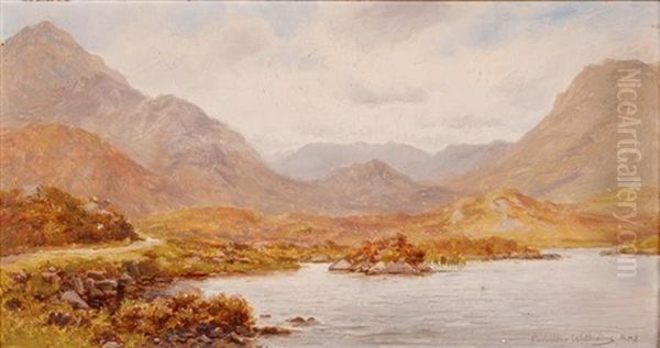 Lake With Mountains In The Distance Oil Painting by Alexander Williams