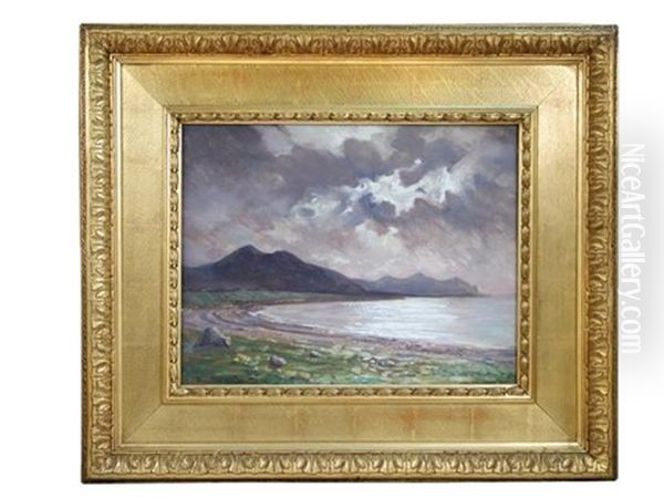 The Lonely Shore - The Eifi Mountains, North Wales Oil Painting by Christopher David Williams