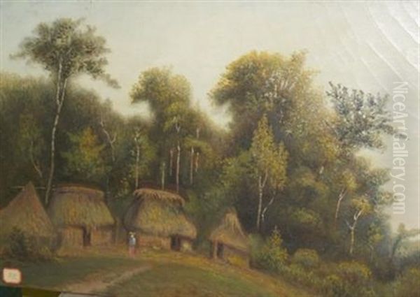 Indian Village (+ Mexican Huts From The Barto Ranch; 2 Works) Oil Painting by Dwight Williams