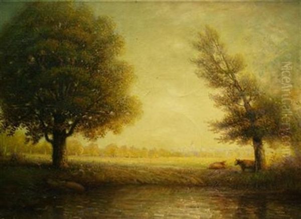 Landscape With Cows Oil Painting by Dwight Williams