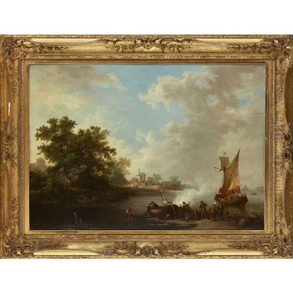 View On The Banks Of The Thames Oil Painting by Edward Williams