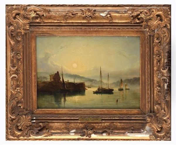 Harbor Scene Oil Painting by Edward Williams