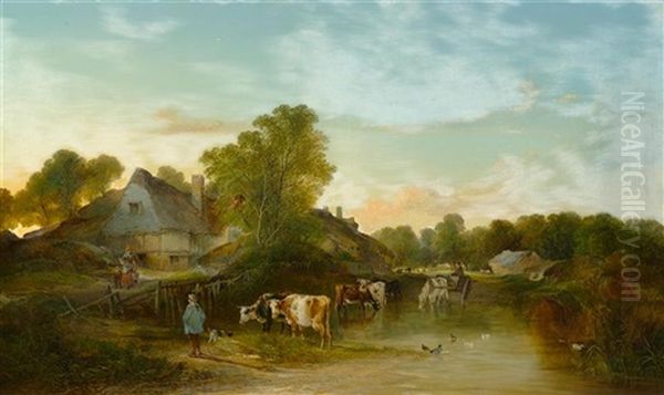 A Farm In The New Forest Oil Painting by Edward Charles Williams