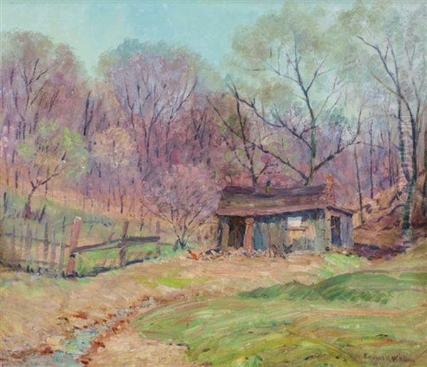 Cabin In The Woods Oil Painting by Edward K. Williams