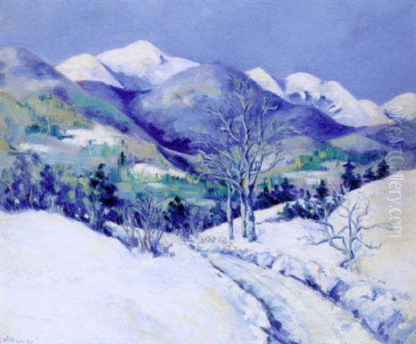 Snowy Landscape Oil Painting by Edward K. Williams