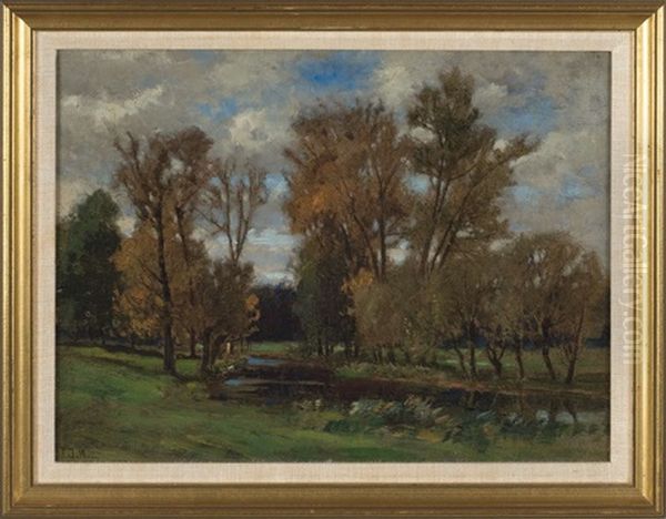 Landscape With Trees Beside A Brook Oil Painting by Frederick Dickinson Williams