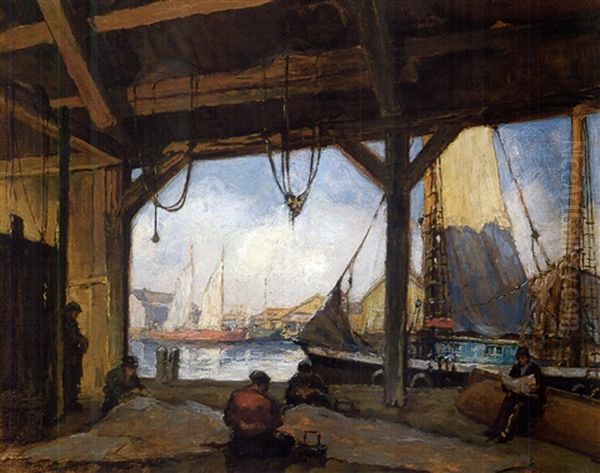 Boatyard, Kennebunkport Oil Painting by George Alfred Williams