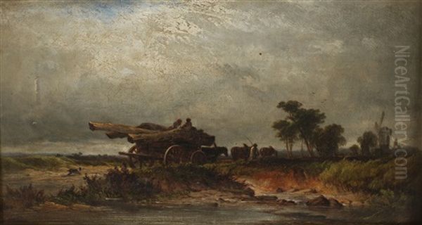 Crossing The Common Oil Painting by George Augustus Williams