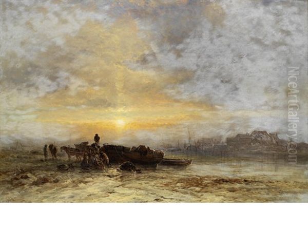 A Winter's Evening On The Avon Oil Painting by George Augustus Williams